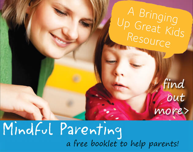 Mindful Parenting booklet download button with female and young girl